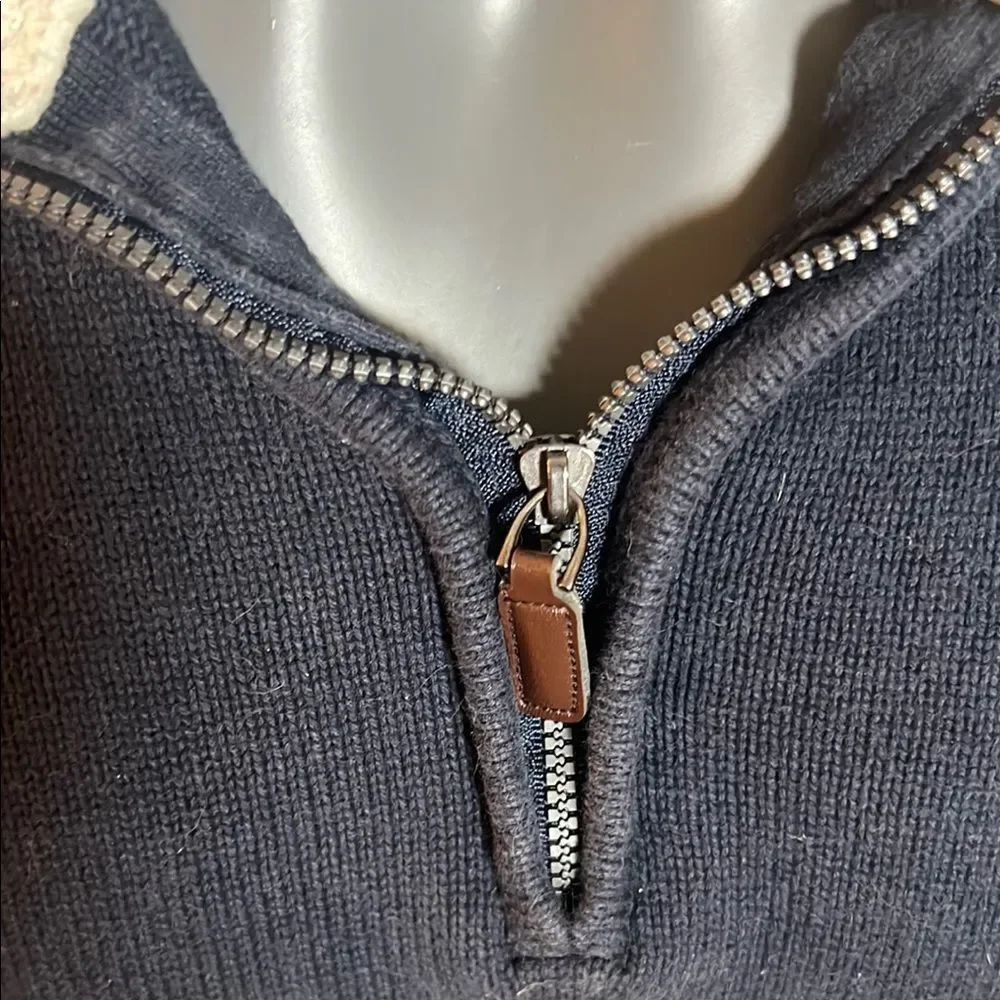 U.S. Polo Assn. Men’s Blue & White Quarter Zip Sweater Sherpa Neck Size XL